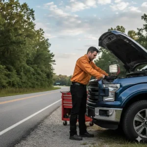 Mobile Mechanic Oxford repairing the vehicle on road side.