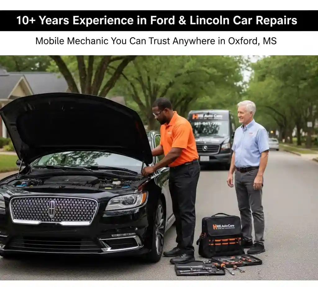 Mobile mechanic repairing car engine in Oxford MS