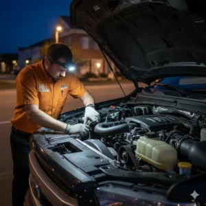 Hill Auto Care mobile mechanic van parked at a customer's home providing Ford repair Oxford services.