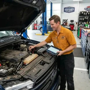 Ford Maintenance Oxford MS technician performing vehicle service checks
